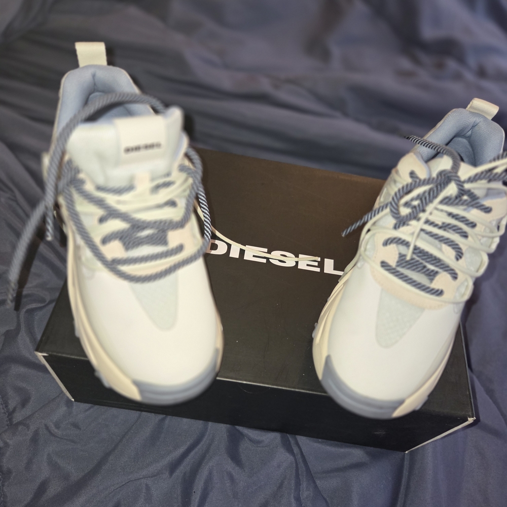 Diesel White and Gray Sneakers